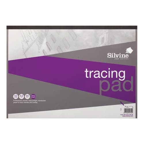 Image of Silvine Professional Tracing Pad Acid Free Paper 90gsm 50 Sheets A3+Finchley Pen Free
