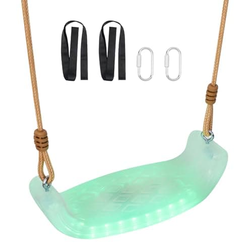 Image of JIZIYUER Lighted Plastic Swing Seat With Colorful LED Light Adjustable Rope For Children Kids Outdoor Indoor Swing Set