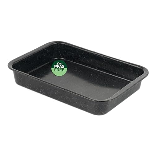 Image of Russell Hobbs CW12611 Romano Vitreous Enamel Roaster - Durable, Dishwasher Safe, Casserole Tray, Rectangular Roasting Tin for Vegetables and Meat, Oven Safe Up to 230°/ Gas Mark 8, 36 x 25 x 4 cm
