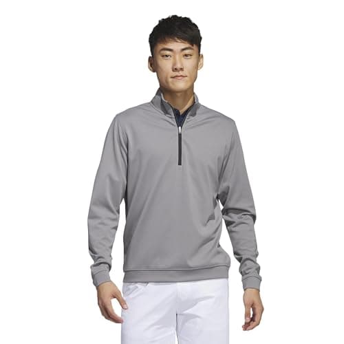 Image of adidas Mens Mens Elevated Quarter Zip Pullover, Grey Three, L