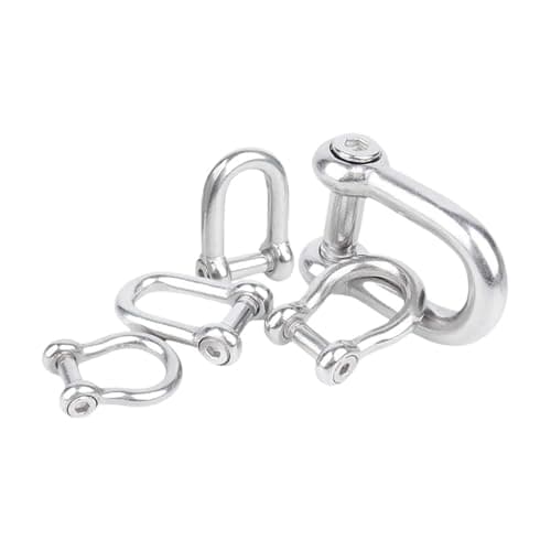 Image of M5 M6 M8 M10 M12 Straight Dee Shackles Short 304 Stainless Steel Breaking Hexagonal Socket Screw D Shackle Hooks Boat Rigging(G-M5-2Pcs)
