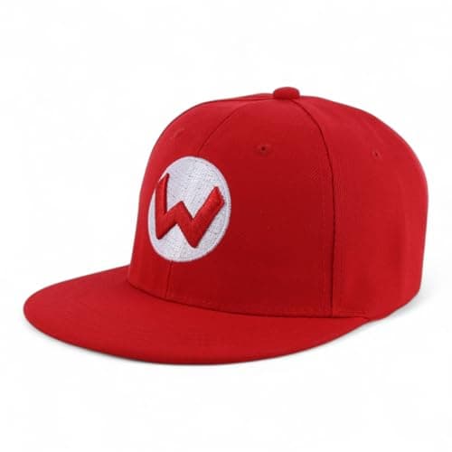 Image of Armycrew Mario Luigi Cosplay Costume Flat Bill Snapback Cap, Red 2, One Size