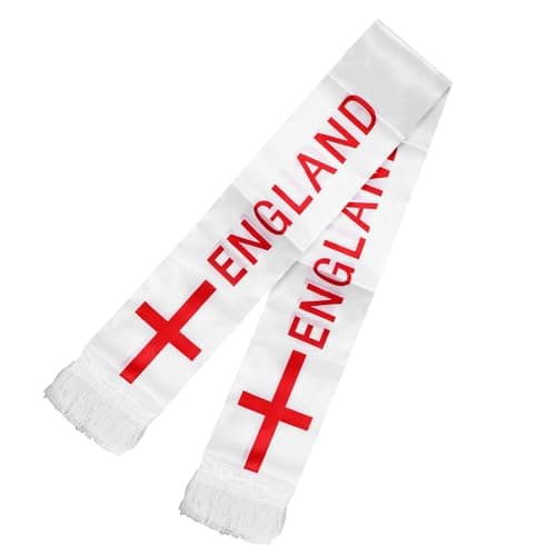 Image of England Scarf, England Football Fan Scarf, 2026 World Cup Theme Supporter Scarves, Red and White Design, Gift Option for Football Fans, 135 x 14cm