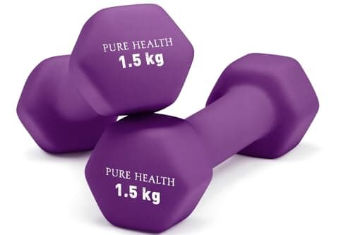 Image of Neoprene Dumbbell Hand Weights Pair Home Exercise for Women Men Arm Pilates Dumbbells in 1kg 1.5kg 2kg 3kg 4kg 5kg 8kg 10kg Set (Purple (1.5KG, Pair))