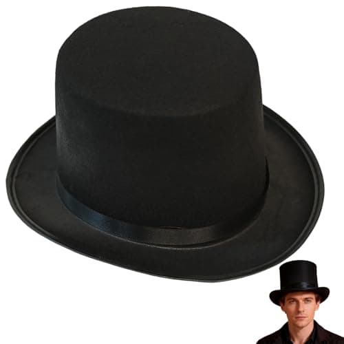 Image of Ram® Adult Black Velour Top Hat Victorian Magician Hat Ringmaster Fancy Dress Halloween Cabaret Cosplay Hat