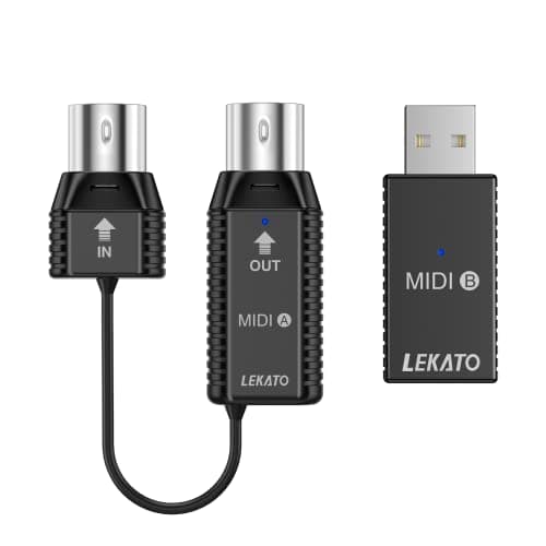 Image of LEKATO Wireless MIDI Adapter, MIDI Bluetooth with USB MIDI Ultra Low Latency 5 PIN for Synthesizer EWI Keytar Digital Piano Keyboard to MIDI Devices