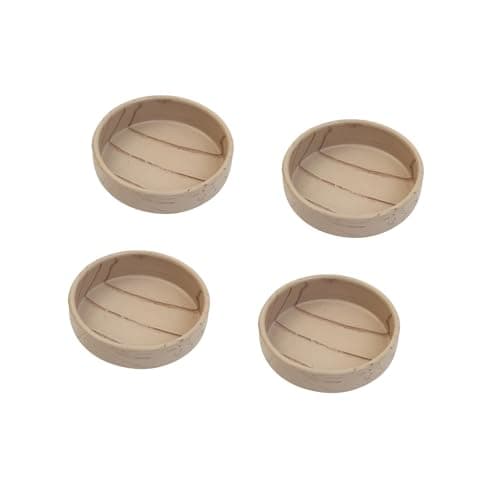 Image of Felt Gard 4 Pack 60mm Light Wood Effect Non-Slip Castor Cups - Large Furniture Legs Floor Protectors for Sofa, Chair & Bed Wheels