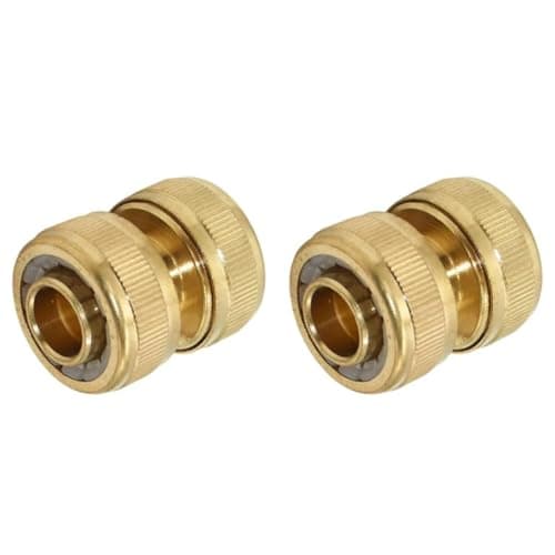 Image of Dunnet Tools 2 Pack 1/2" Brass Garden Hose Pipe Repair Connector Quick Easy Hose Connector for Damaged Hosepipe Quick Fix Extend Connector for 1/2 Inch Garden Hoses Pipe Connector