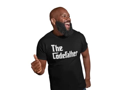 Image of The Codefather Mens/Adult Novelty Tshirt - Gift/Secret Santa/Programming Computer Geek Gift Coding Web Designer Gift Programmer IT Comp Sci (M, White)
