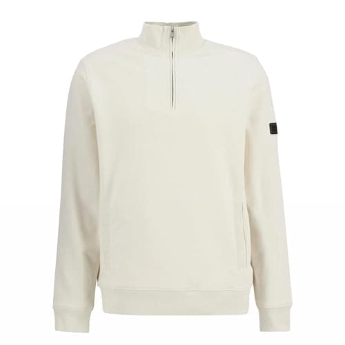 Image of Barbour International Ehan Half Zip Sweatshirt, Whisper White (UK, Alpha, XL, Regular, Regular, Whisper White)