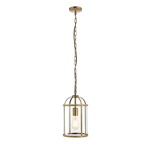 Image of Lewis Traditional Style Decorative Antique Brass Finish Round Hanging Hallway Ceiling Lantern Indoor Pendant Light Lighting