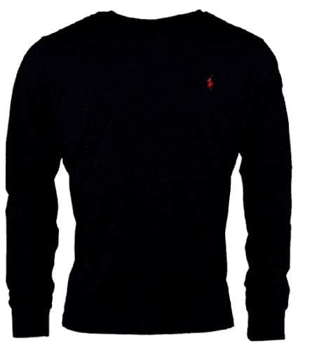 Image of Polo Ralph Lauren Men's Plain Long Sleeve Polo Shirt (XX-Large, Black (Red Pony))