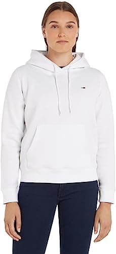 Image of Tommy Hilfiger Women's Tjw Regular Fleece Hoodie Dw0dw09228 Other Heavyweight Knits, White (White), 3XL