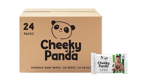 Image of The Cheeky Panda, Bamboo Baby Wipes,White, Unscented,64 counts (Pack of 24)