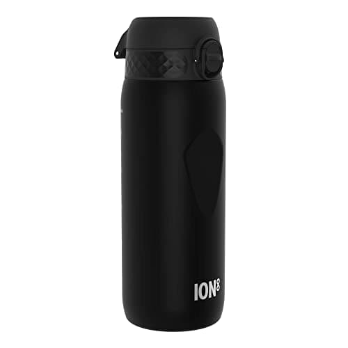 Image of Ion8 Sports Water Bottle, 750 ml/24 oz, Leak Proof, Easy to Open, Secure Lock, Dishwasher Safe, BPA Free, Flip Cover, Carry Handle, Soft Touch Contoured Grip, Easy Clean, Odour Free, Black