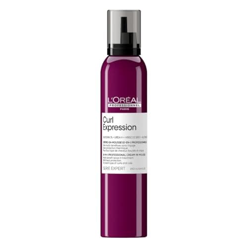Image of L'Oréal Professionnel Hair Mousse, With Heat Protection, For Curly & Coily Hair, 10-in-1 Multi-Benefit, With Glycerin, Urea H and Hibiscus Seed Extract, Serie Expert Curl Expression, 250 ml