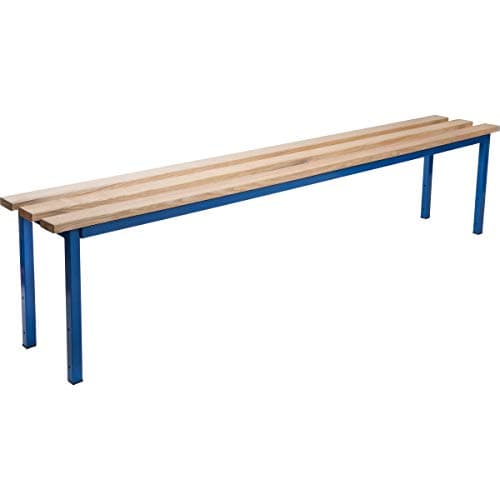 Image of The Workplace Depot Cloakroom Changing Room Bench - Blue Steel and Ash Hardwood - 450mm Seat (2000(W) mm)