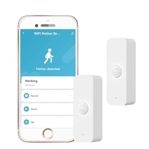 Image of WiFi PIR Motion Sensor: Smart Indoor Motion Detector with App Notification Alerts & Records, Battery Included, Infrared Movement Detector for Remote Monitor and Home Automation (2-Pack)
