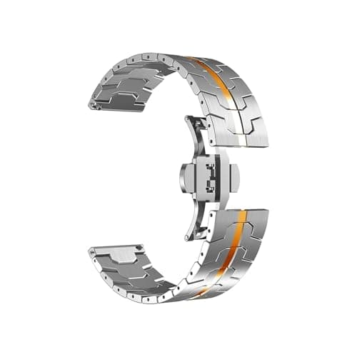 Image of EMAIGlPO Stainless Steel Strap Fit For Xiaomi Watch 2 Pro Metal Replacement Bracelet Fit For XiaoMi Watch S4 S3 S2 S1 Active(Silver orange,For Xiaomi Watch S2 S1)