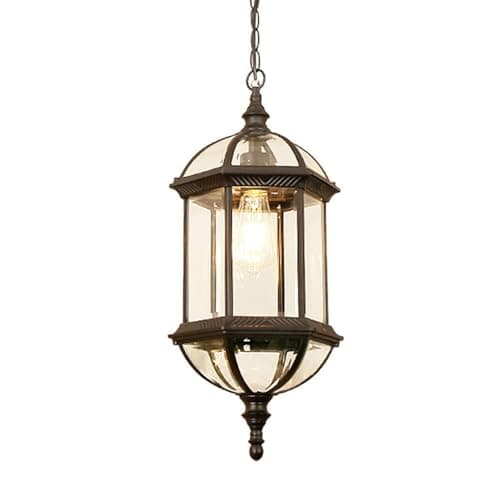 Image of ENTHERONIC Retro Outdoor Hanging Light IP55 Waterproof Exterior Pendant Lamp E27 Aluminum, Glass Rustic Antique Outdoor Hanging Lantern For Porch Villa Pavilion Loft Entryway
