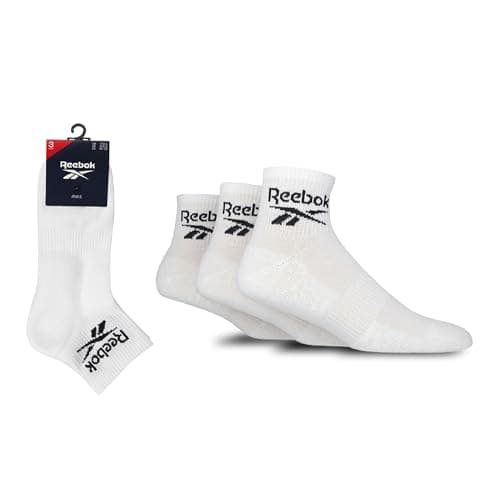 Image of Reebok Mens 3 Pair Ankle Sports Socks White 6.5-8
