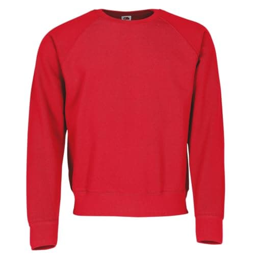 Image of Fruit of the Loom Mens Lightweight Raglan Sweatshirt (240 GSM) (XL) (Red)