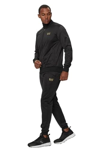 Image of EA7 Men's Logo Zip Tracksuit, Black/Gold, XXL