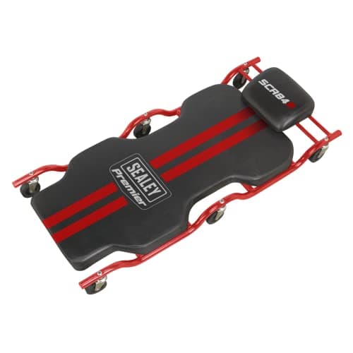Image of Sealey Scr84 Steel Creeper with 6 Wheels & Headrest Deluxe