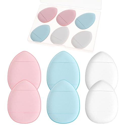 Image of 6Pcs Mini Powder Puff, Soft Finger Makeup Puff Mini Makeup Sponges with Small Case for Foundation, Makeup Setting, Concealer, Loose Powder, Blush, Dry and Wet Beauty Makeup Tools