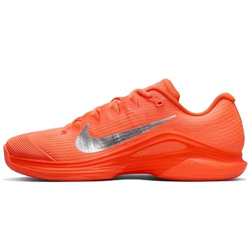 Image of Nike Vapor 12 Premium Men's Hard Court Tennis Shoes (Hyper Crimson/Metallic Silver, HQ2599-801), Hyper Crimson/Metallic Silver, 12.5