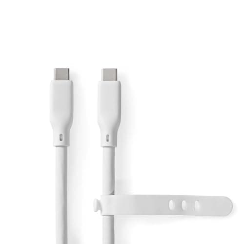 Image of NEDIS 1m Superflex Silcone USB-C Cable, USB 3.2 Gen 2, 240W Fast Charging, 8K 30Hz Video, 20Gbps Data Transfer, White