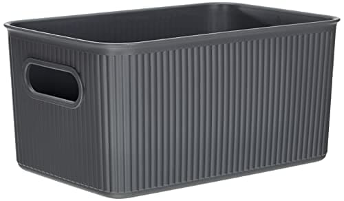 Image of TATAY Plastic Storage Basket 5 L Baobab | Organizer Box | Integrated Handles | Compact and Versatile Design | BPA-Free Plastic | 18,1x27,2x13 cm, Grey