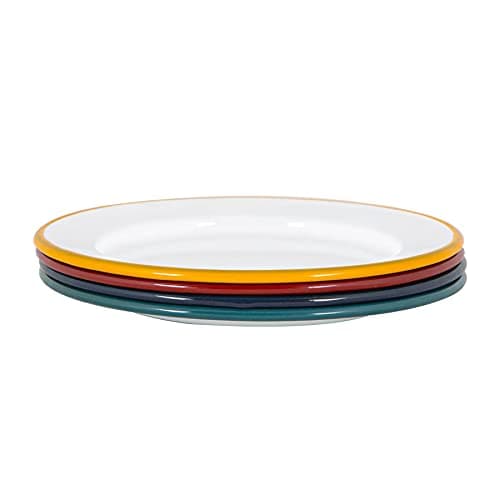 Image of Argon Tableware Enamel Side Plates - 20cm - Pack of 4 - Multicolour Dining Plates Lightweight Small Dinner Dish for Appetisers, Starters, Mains, Sides, Desserts