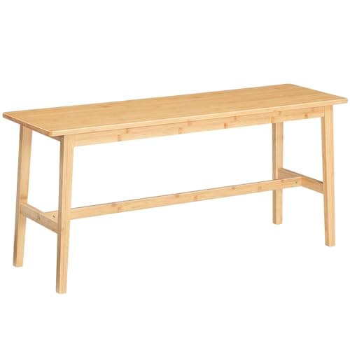 Image of HOOBRO 100 cm Bamboo Dining Bench, Farmhouse Dining Table Bench Seat, for Kitchen, Living Room, Easy to Assemble, Sturdy and Stable, Natural EYL03CD01G2