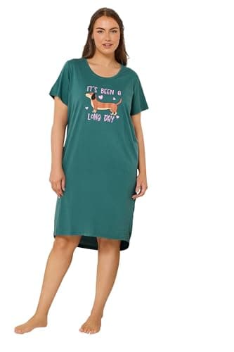 Image of Yours Curve Dipped Back 'It's Been A Long Day' Nightdress - Women's - Plus Size Curve Green