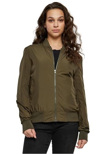 Image of Urban Classics Women's Urban Classic Women s Ladies Light Bomber Jacket Green darkolive 551 Small, dark olive, UK
