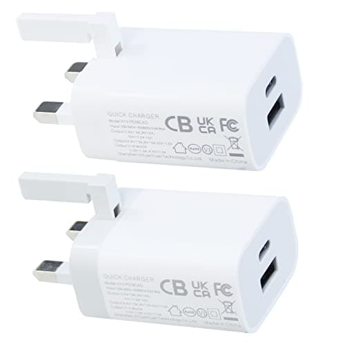 Image of KC CABLE USB C Plug charger, 2Pack Foldable 18W USB C PD Charger, Type-C Power Delivery Wall Plug,QC 3.0 Fast Charge Compatible with Huawei P40/P30, Moto G8, iPhone, iPad (White & gray)