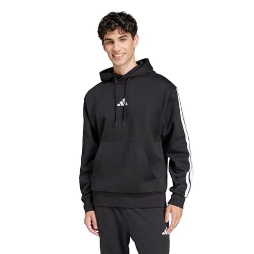 Image of adidas Men's Essentials 3-Stripes Fleece Hoodie, Black/White, M