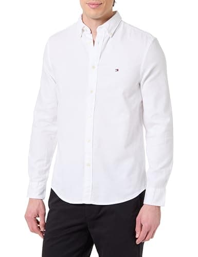 Image of Tommy Hilfiger Men Flex Dobby SF Shirt MW0MW41684 L/S Shirt, White, XS
