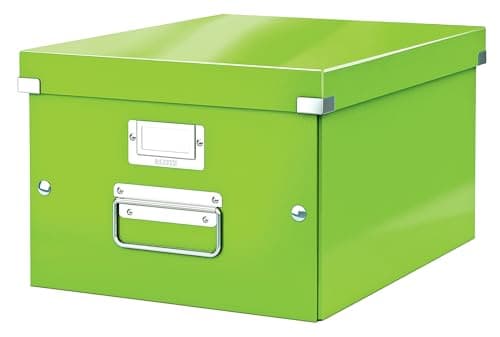 Image of Leitz 60440054 A4 Storage Box, Click and Store Range, Medium, Green, 36.9 x 28.1 x 3.7 cm