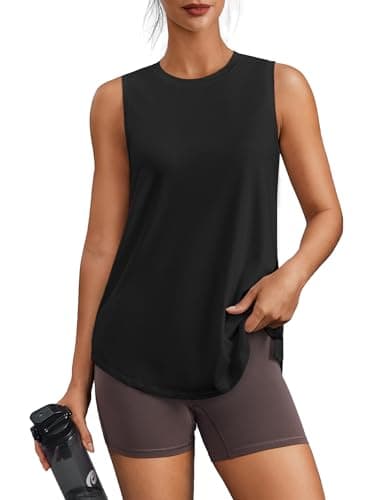 Image of PINSPARK Women's Sport Tank Top, Sleeveless Sports Top, Lightweight Yoga UPF 50+ Sports Tops, Quick-Drying Fitness Gym Shirt, Breathable Running Shirt, Training Sportswear Black