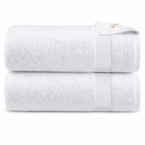 Image of X11 Bath Towel - Large Bath Towels Set, 100% Egyptian Cotton Bath Towel Sets, Highly Absorbent Bath Sheets, Bathroom Towels - Bath Towels Large (75x145cm) (White, Set of 2)