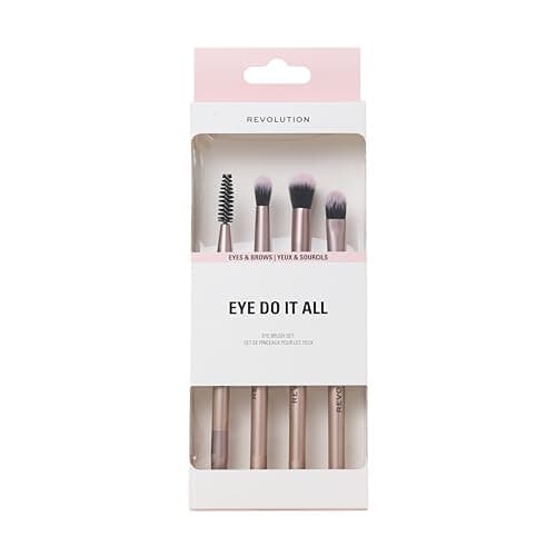 Image of Revolution Eye Do It All Brush Set, Eye Makeup Brushes, Synthetic Bristles, For Eyeliner, Eyeshadow, Blending & Contour, Pack of 4, Vegan