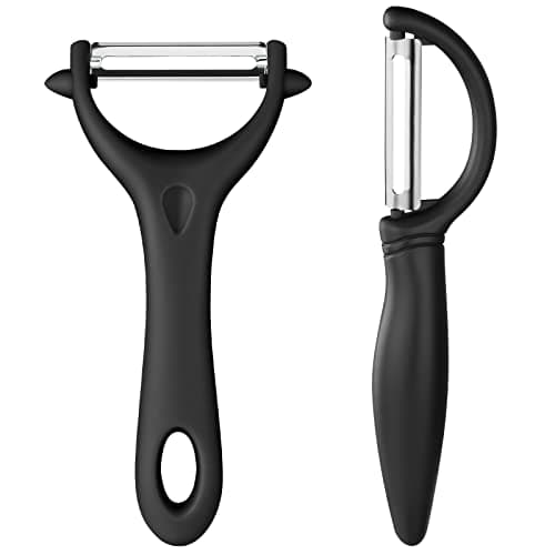 Image of AUAUY 2Pcs Potato Peeler, Y and I-Shaped Swivel Vegetable Peeler Set, Fruit Peelers for Kitchen, Non-Slip Grip Ergonomic Handle Sharp Blade Stainless Steel Peelers（Black）