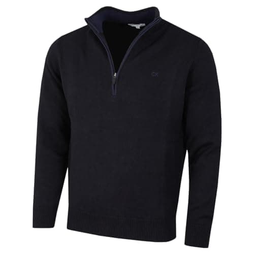 Image of Calvin Klein Golf Mens Chunky Cotton 1/2 Zip Sweater - Midnavy - M