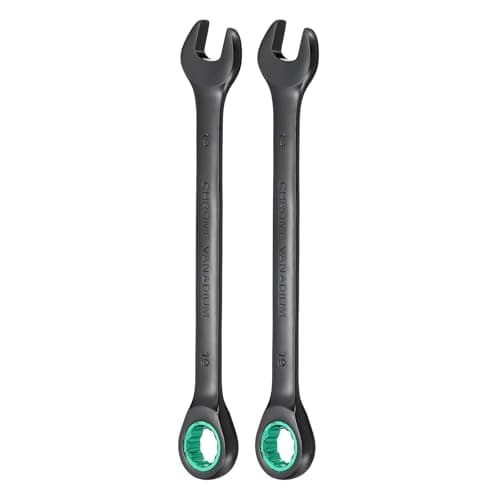 Image of sourcing map 2pcs Ratcheting Combination Wrench 19mm Metric 12 Point CR-V Electrophoresis Lengthen Double Box Open-Ended Ratchet Wrenches with 72 Tooth 5° Swing Industrial Grade Spanner