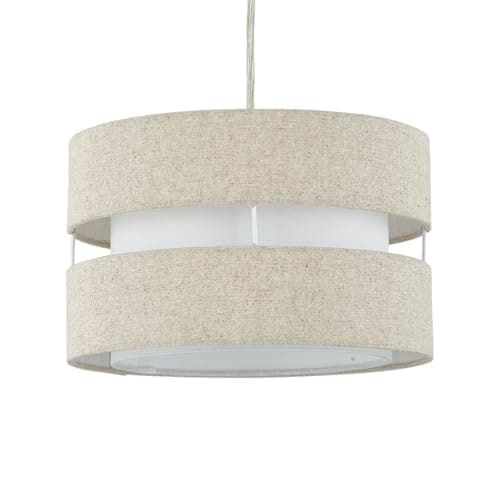 Image of Natural Linen Ceiling Light Shade, Easy Fit Pendant Shade, Diameter 26cm
