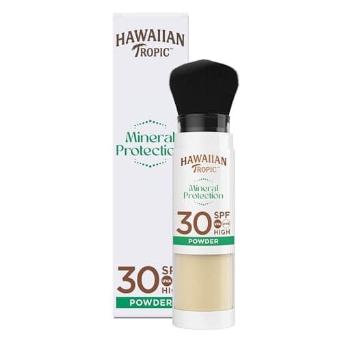 Image of Hawaiian Tropic Mineral Protection Sunscreen Powder SPF 30 UVA plus UVB Protection, Make Up Compatible, Zinc Oxide Filters, Water Resistant, Vegan