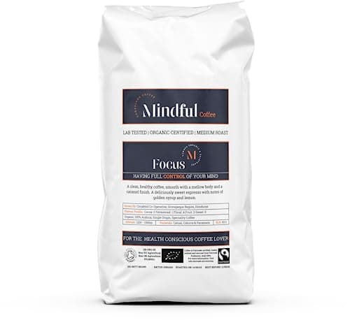 Image of Mindful Coffee - Focus 1kg| Organic Clean Ground Coffee | Lab Tested - Mycotoxin Free | Freshly Roasted |Single Origin Speciality|Cafetiere Grind