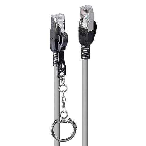 Image of LINDY 1m Cat.6A S/FTP Locking Ethernet Cable, Grey